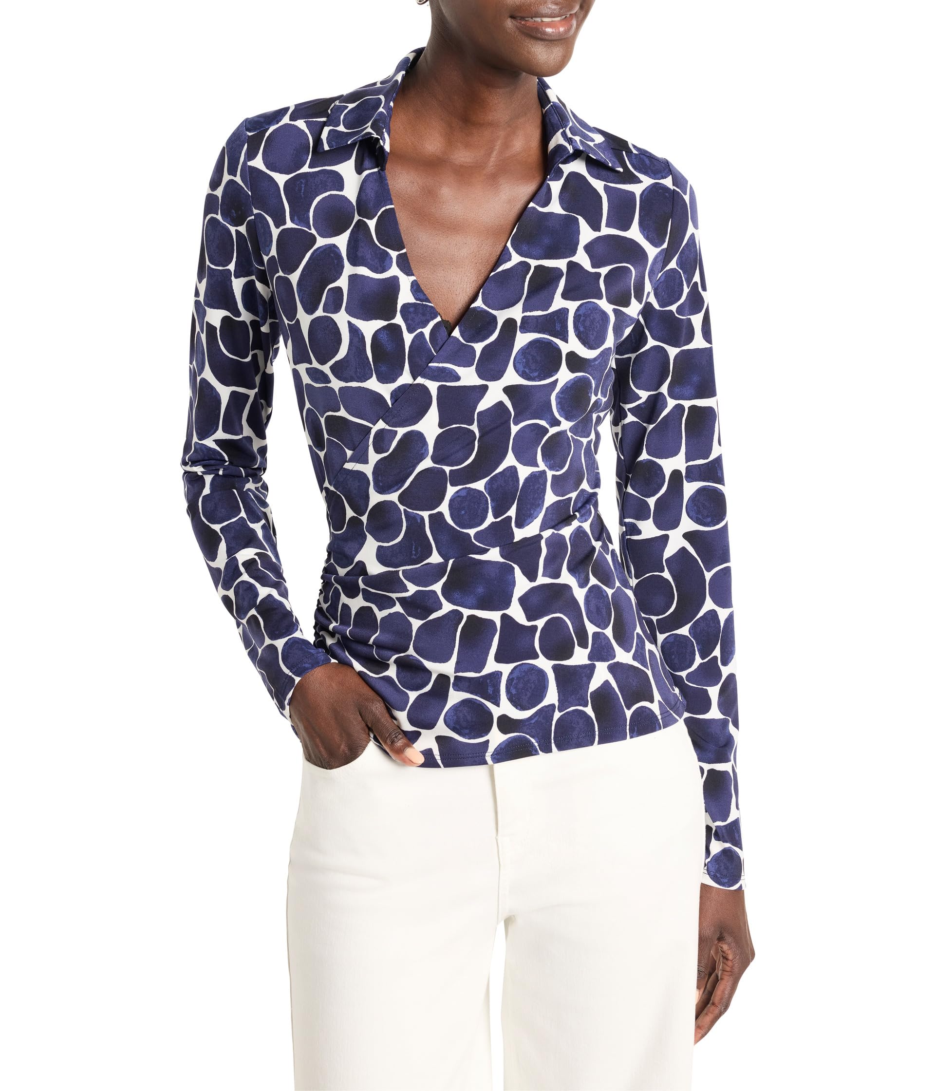 

Топ NIC+ZOE Petite Geo Pebble Wrap Top, цвет Indigo Multi