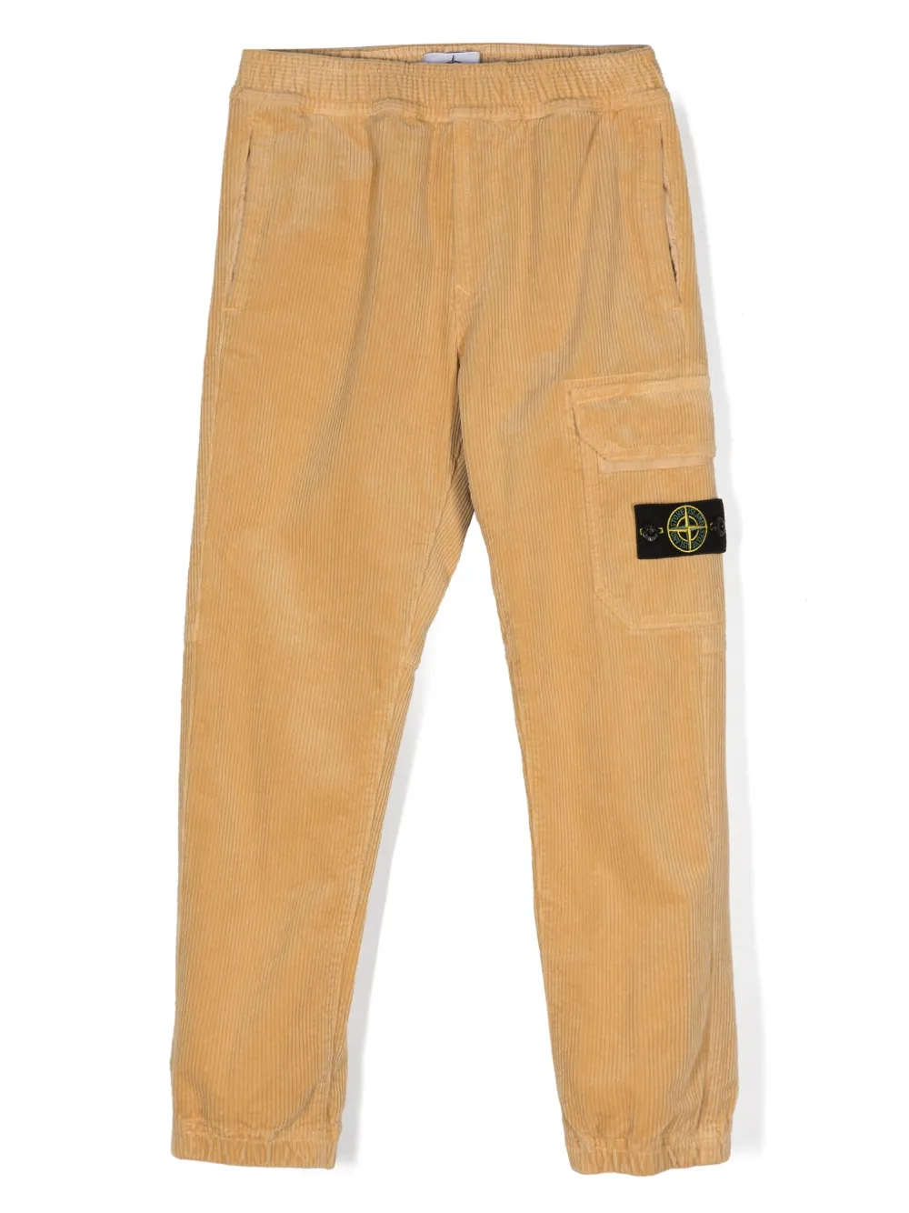

Зауженные вельветовые брюки с нашивкой Compass Stone Island Junior, желтый
