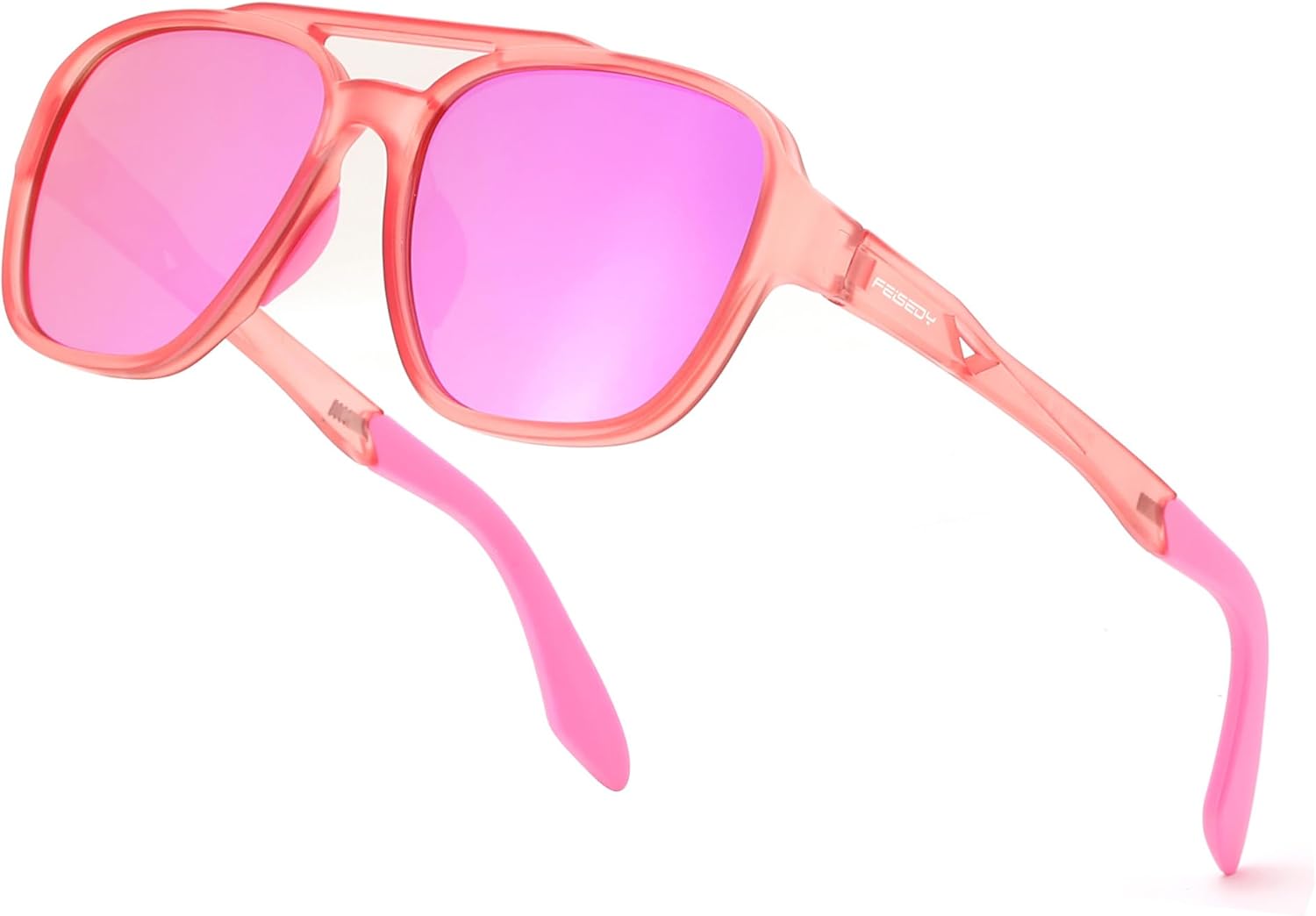 

Поляризованные солнцезащитные очки-авиаторы FEISEDY для женщин и мужчин, в стиле ретро 70-х, винтажные, классические, легкие, оправа TR-90, линзы TAC, защита от УФ-излучения UV400, артикул B0260, Jelly Pink/Purple Mirrored Lens