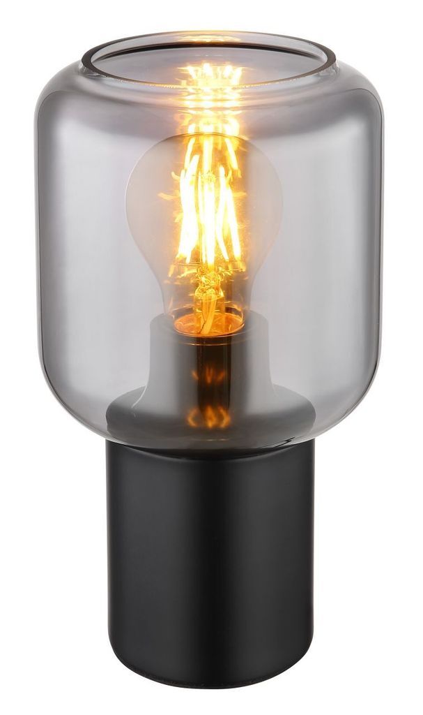 

Настольная лампа Globo Lighting металл черный матовый, стекло дымчатое, кабель черный текстильный, кулисный переключатель на кабеле, ø: 130 мм, В: 240 мм, длина кабеля 1500 мм, без 1x E27 40 Вт 230 В.