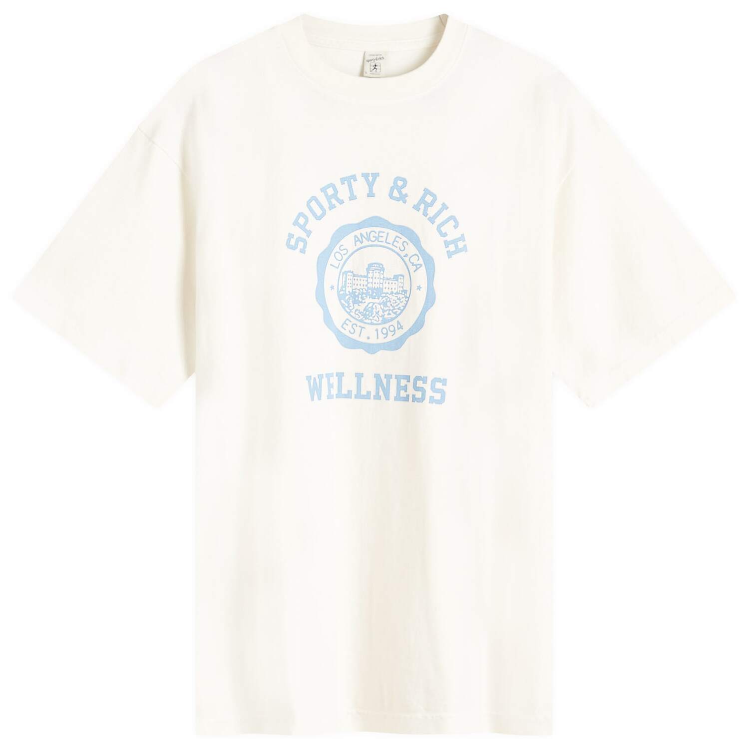

Футболка Sporty & Rich Emblem T-Shirt, цвет Coconut & Sky Blue