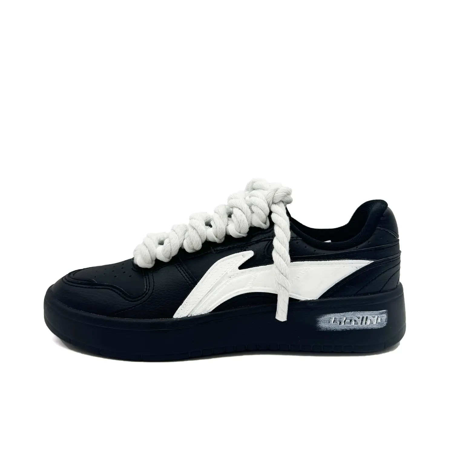 

LINING Кроссовки для скейтбординга Yuanbao V2 с противоскользящим покрытием, износостойкие, мужские, черно-белые