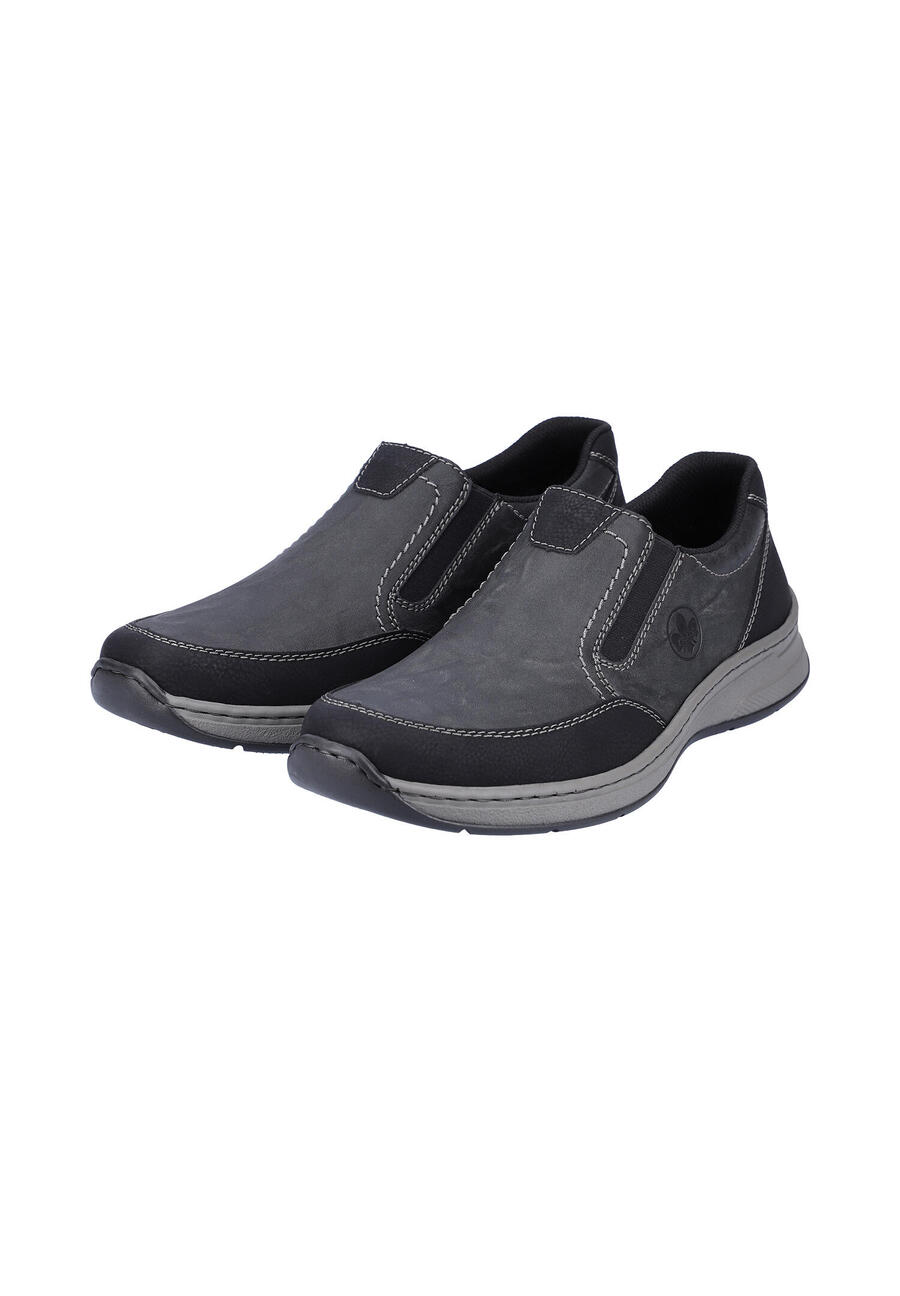 

Мужские полуботинки Rieker, деловые туфли, кожаные туфли 14362-00, серые, очень широкие