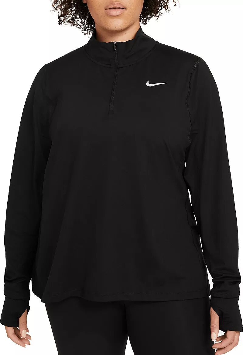 

Женская рубашка Nike Element с длинным рукавом и молнией 1/2 (большие размеры), черный