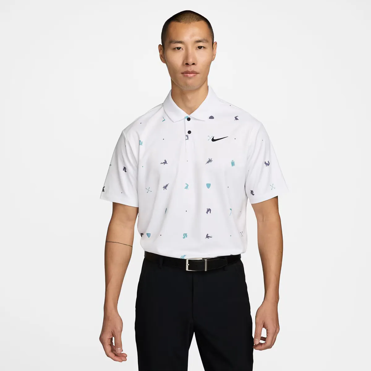 

Мужская рубашка поло Nike Tour, белый/черный