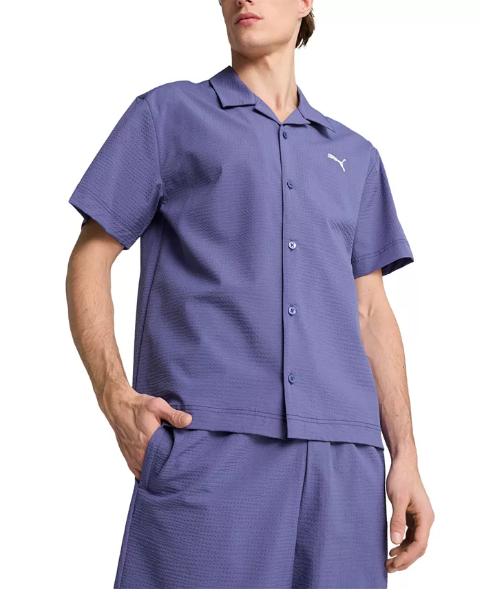 

Мужская классическая рубашка из пике с пуговицами Camp Shirt Puma, синий