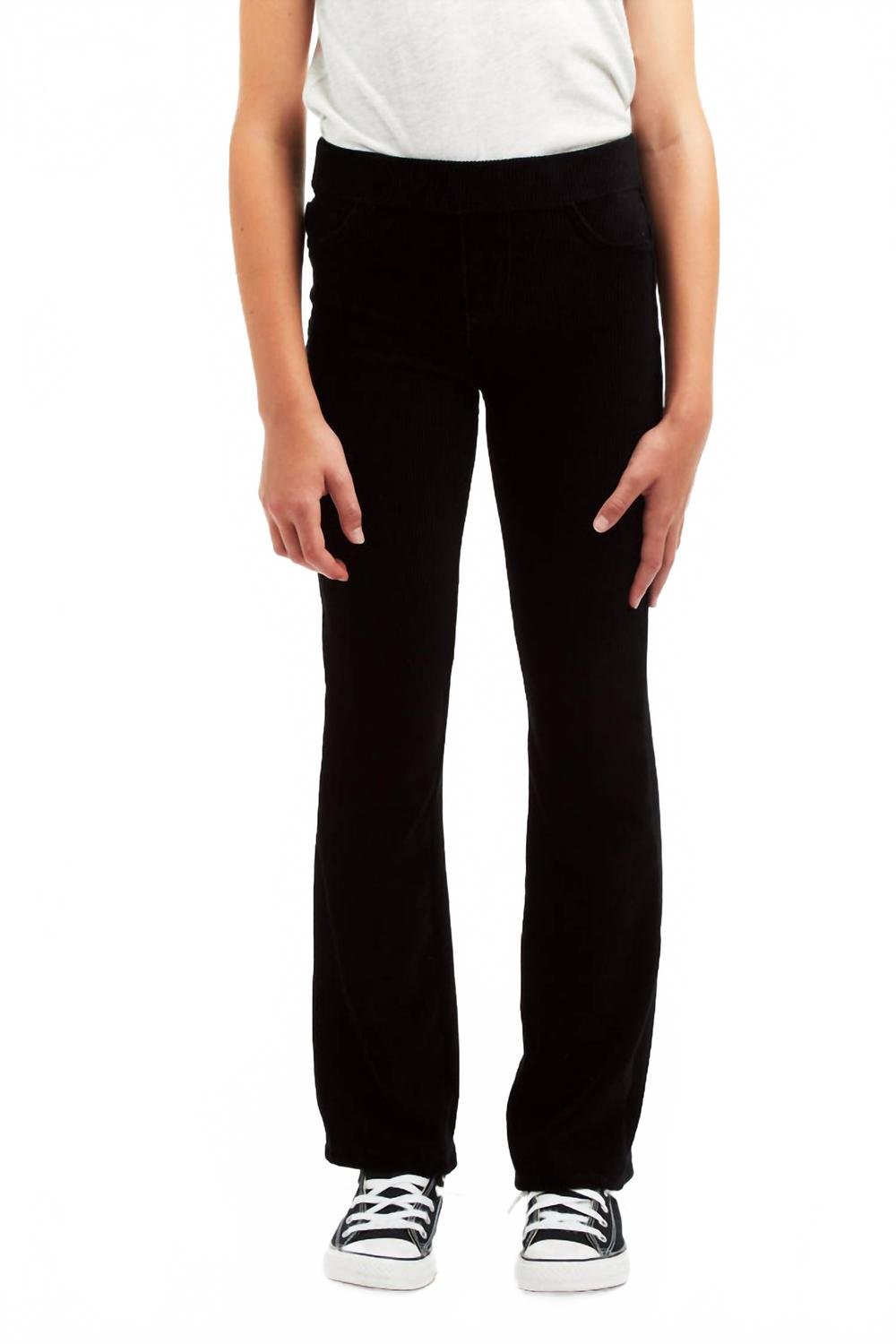 

Детские трикотажные брюки-клеш из вельвета на резинке, черные Tractr