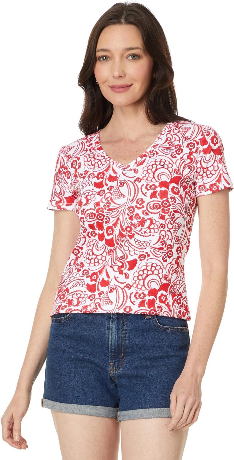 

Футболка Tommy Hilfiger Floral Vneck Tee, цвет Scarlet/Bright White