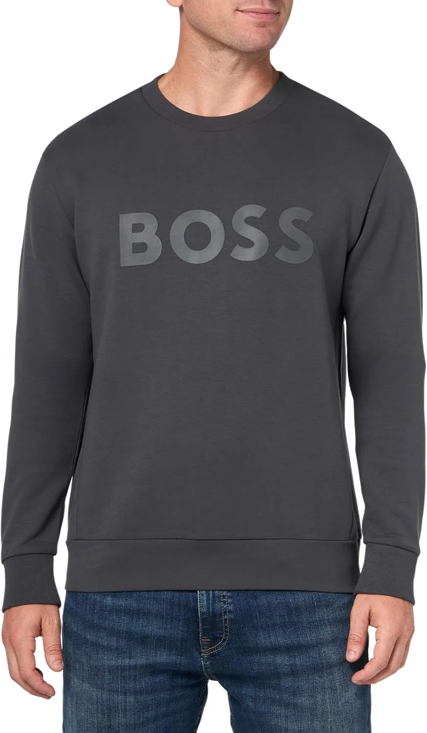 Мужская толстовка BOSS с круглым вырезом и культовым логотипом Boss, Lava Smoke