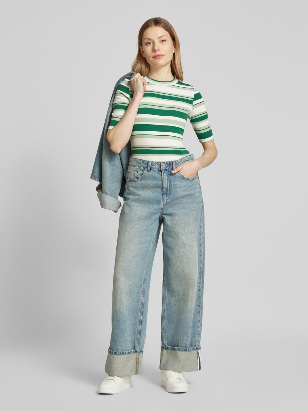 

Футболка облегающего кроя из хлопковой смеси Tom Tailor Denim, зеленый