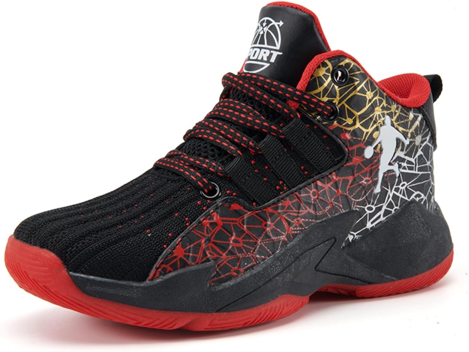 

Противоскользящие износостойкие модные детские спортивные баскетбольные кроссовки Ucilxi, черный/красный