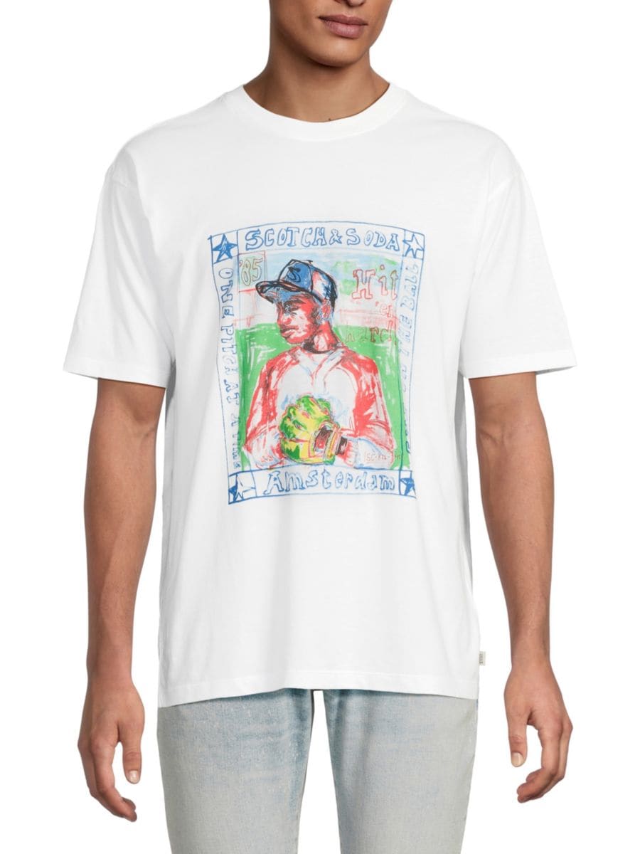 

Футболка из хлопка с графическим принтом Scotch & Soda, белый