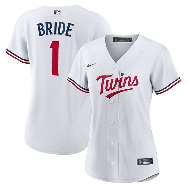 

Женская белая реплика домашней футболки Minnesota Twins #1 Bride Nike, Белый, Женская белая реплика домашней футболки Minnesota Twins #1 Bride Nike