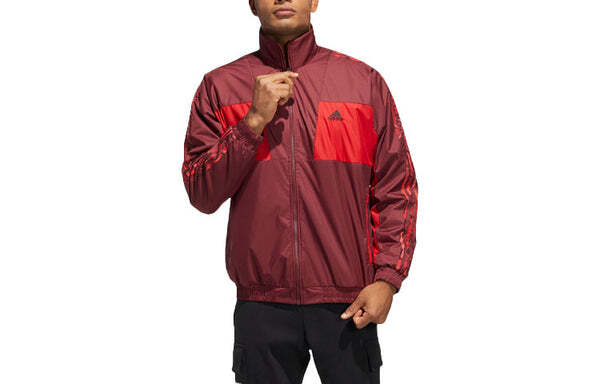 Куртка adidas limited Reversible Fleece Lined Colorblock Stand Collar logo Jacket Red, красный — фото 3