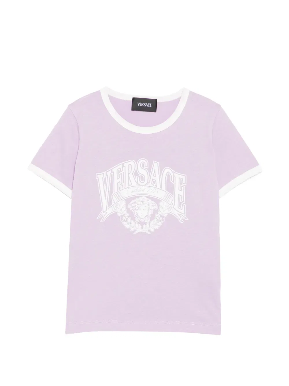 Хлопковая футболка с принтом Versace Kids, фиолетовый