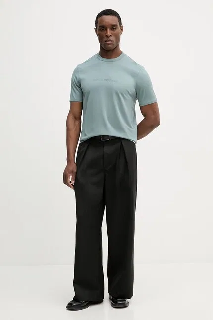 Футболка хлопковая bawełniany Emporio Armani, зеленый — фото 2