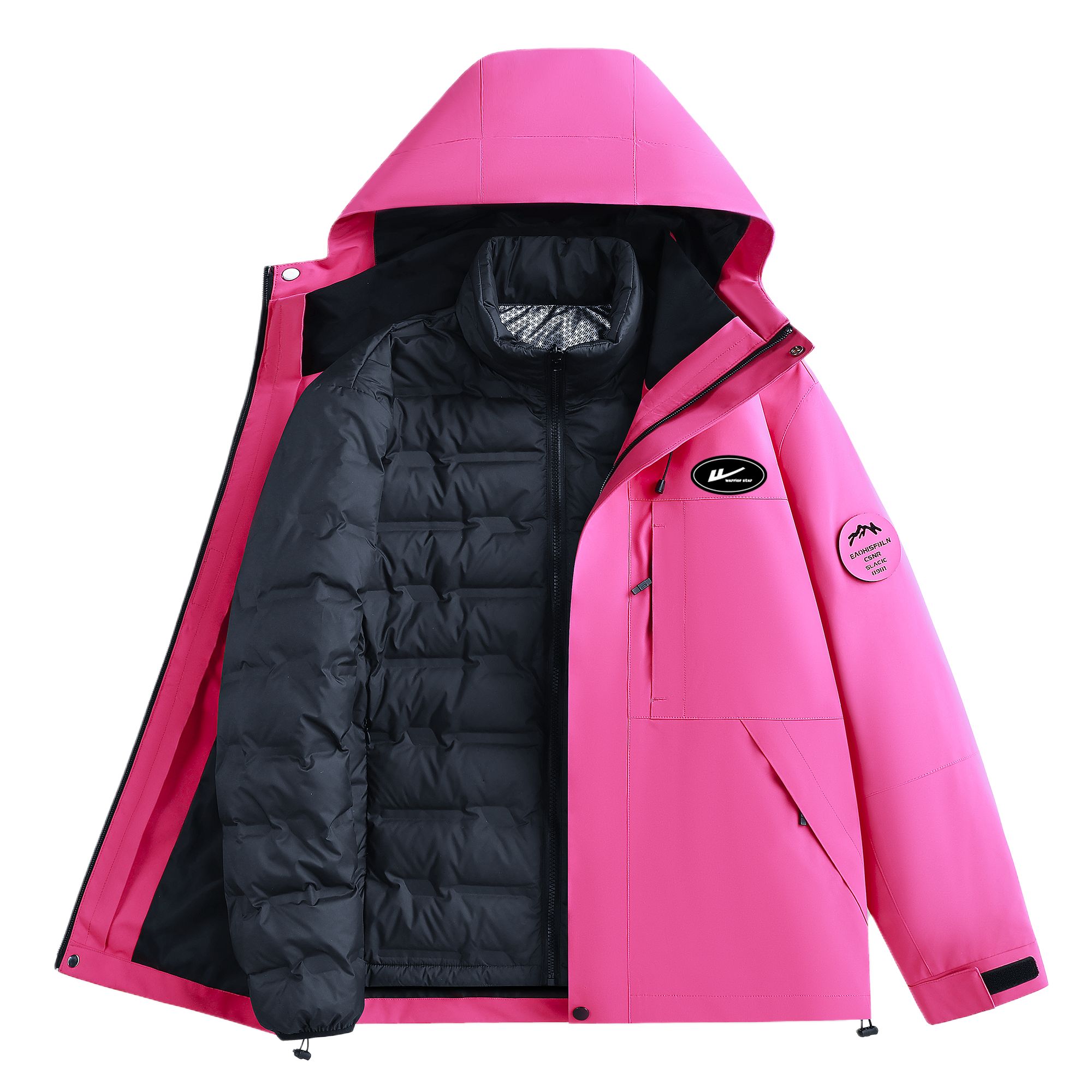 

Пуховик женский с капюшоном Moderate 3 in 1 WARRIOR, electric розовый (90% velvet diy badge)