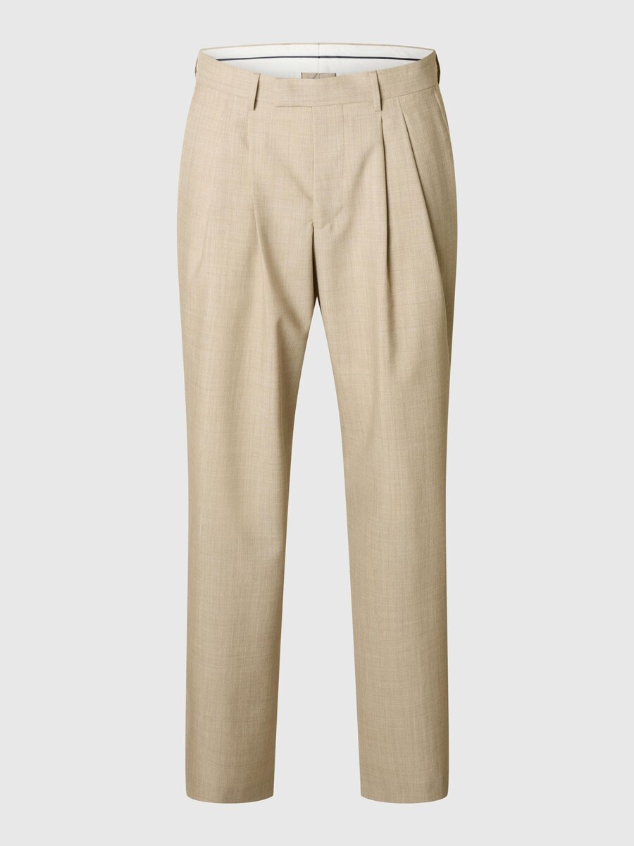 

Зауженные брюки со складками спереди SELECTED, бежевый