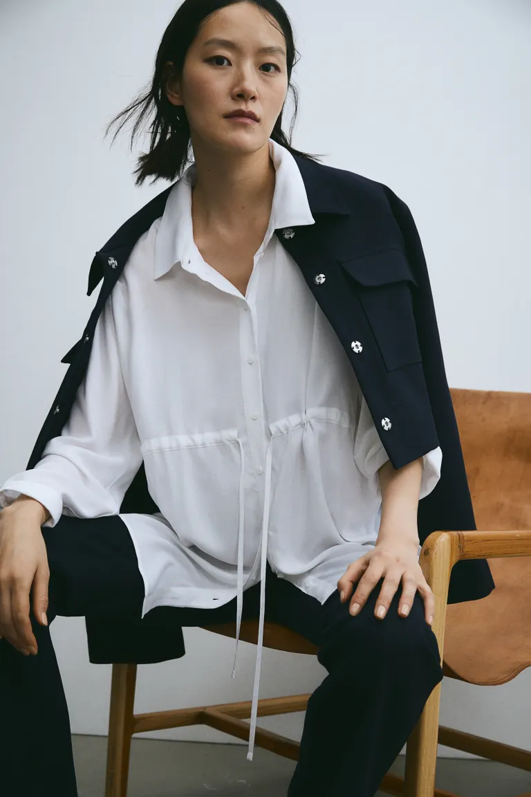 

Мама блузка с поясом H&M, белый