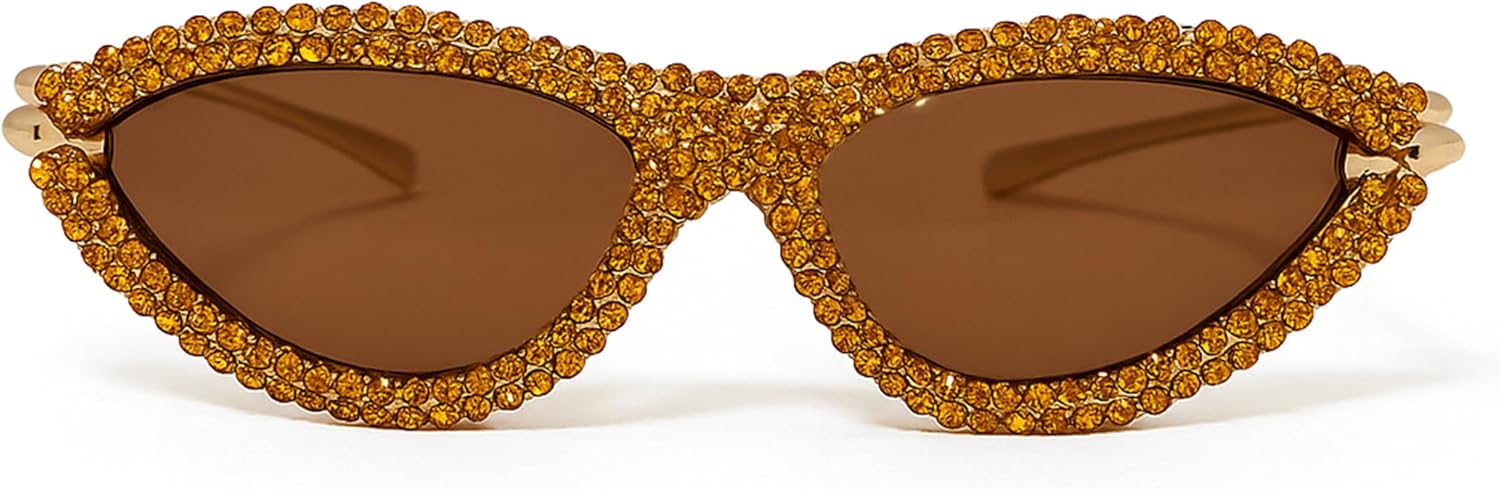 

bullabulling Модные солнцезащитные очки «кошачий глаз» со стразами для женщин, стильные солнцезащитные очки «кошачий глаз» в золотой металлической оправе, модные солнцезащитные очки 2025 года, Leopard Brown