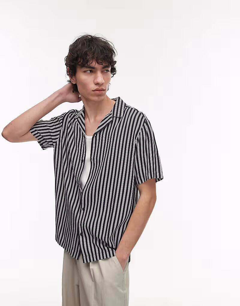 

Рубашка Topman с короткими рукавами в тёмно-синюю полоску