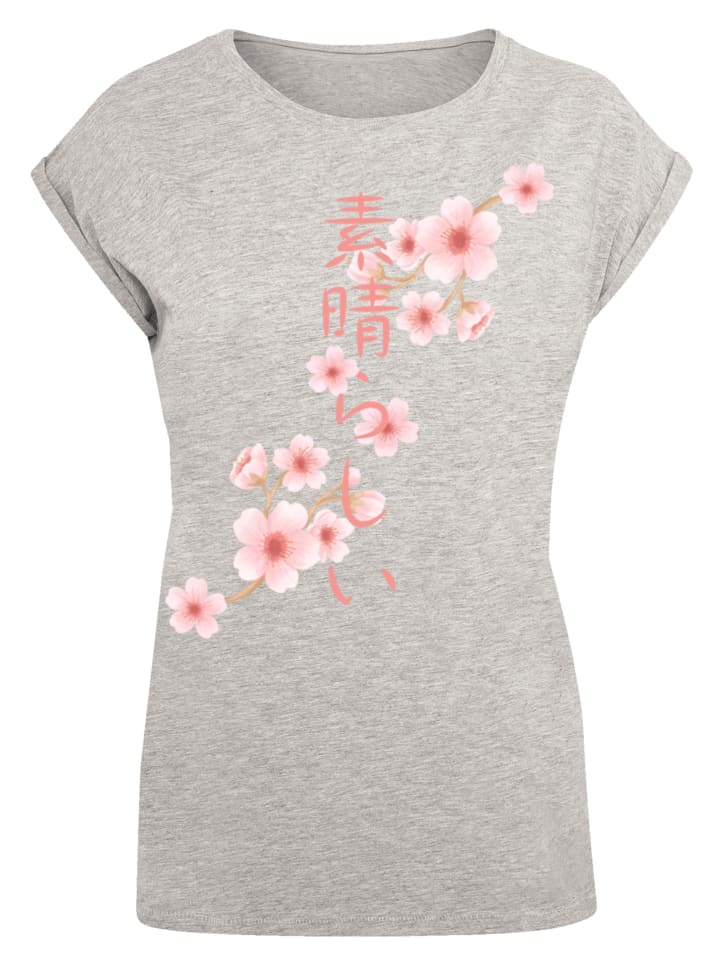 

Женская футболка PLUS SIZE Cherry Blossom Asia в цвете серый меланж F4NT4STIC