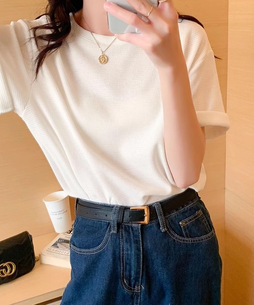 

Футболка с круглым вырезом, свободного кроя, с короткими рукавами MAISON DE THERESE, белая