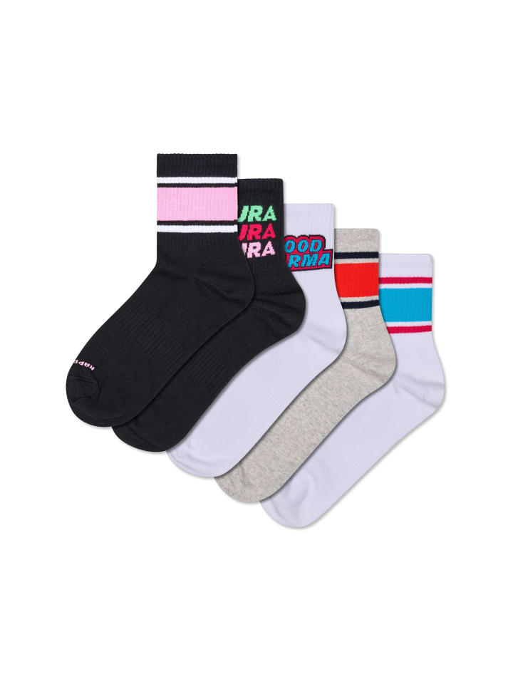 

Happy Socks Набор из 5 коротких носков в полоску, черные