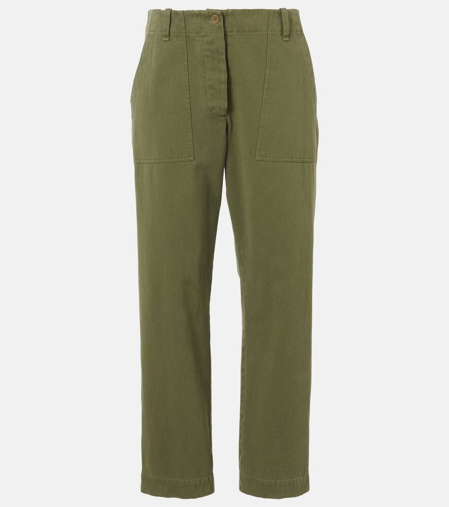 

Брюки прямого кроя Vendula mid-rise из хлопка The Row, Khaki Green