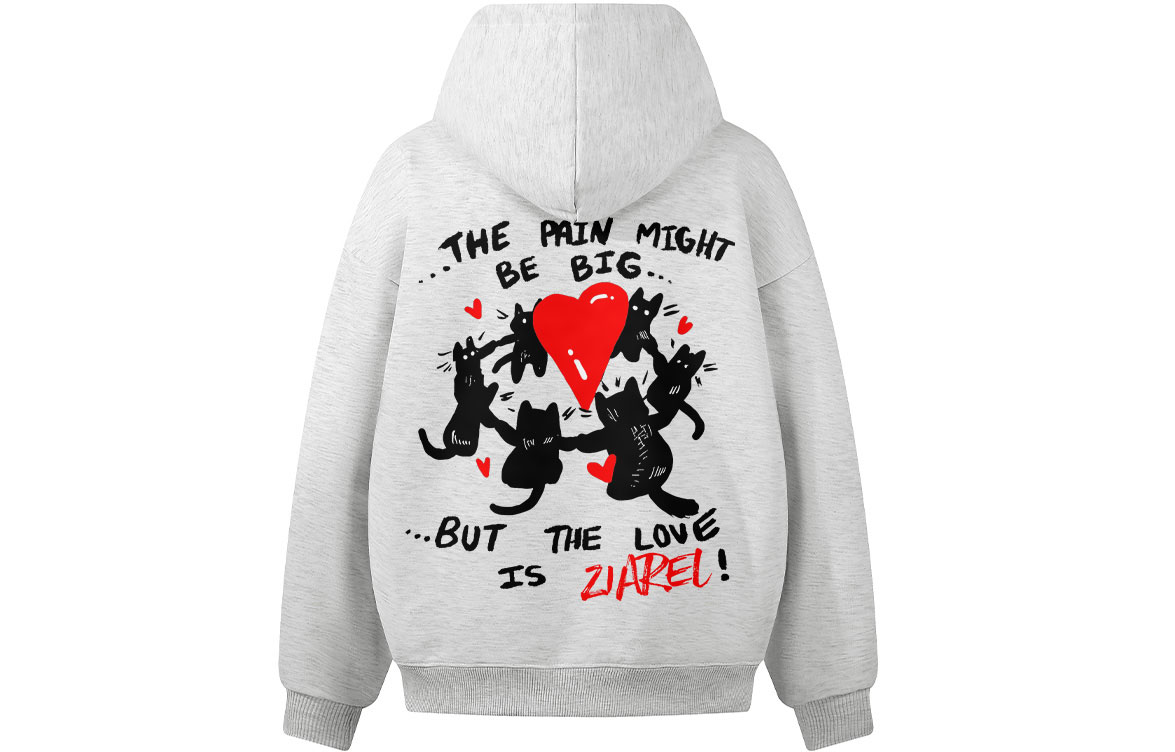 

Толстовка Unisex Hooded Moderate Heavyweight ZIAREL, белый heather серый