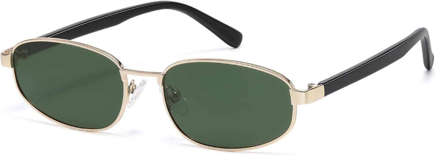 

Ретро прямоугольные поляризованные солнцезащитные очки 90-х для женщин и мужчин, модель Y2k, узкие шестиугольные, защита от ультрафиолета UV400, AP3769 Appassal, C2 Gold/Green