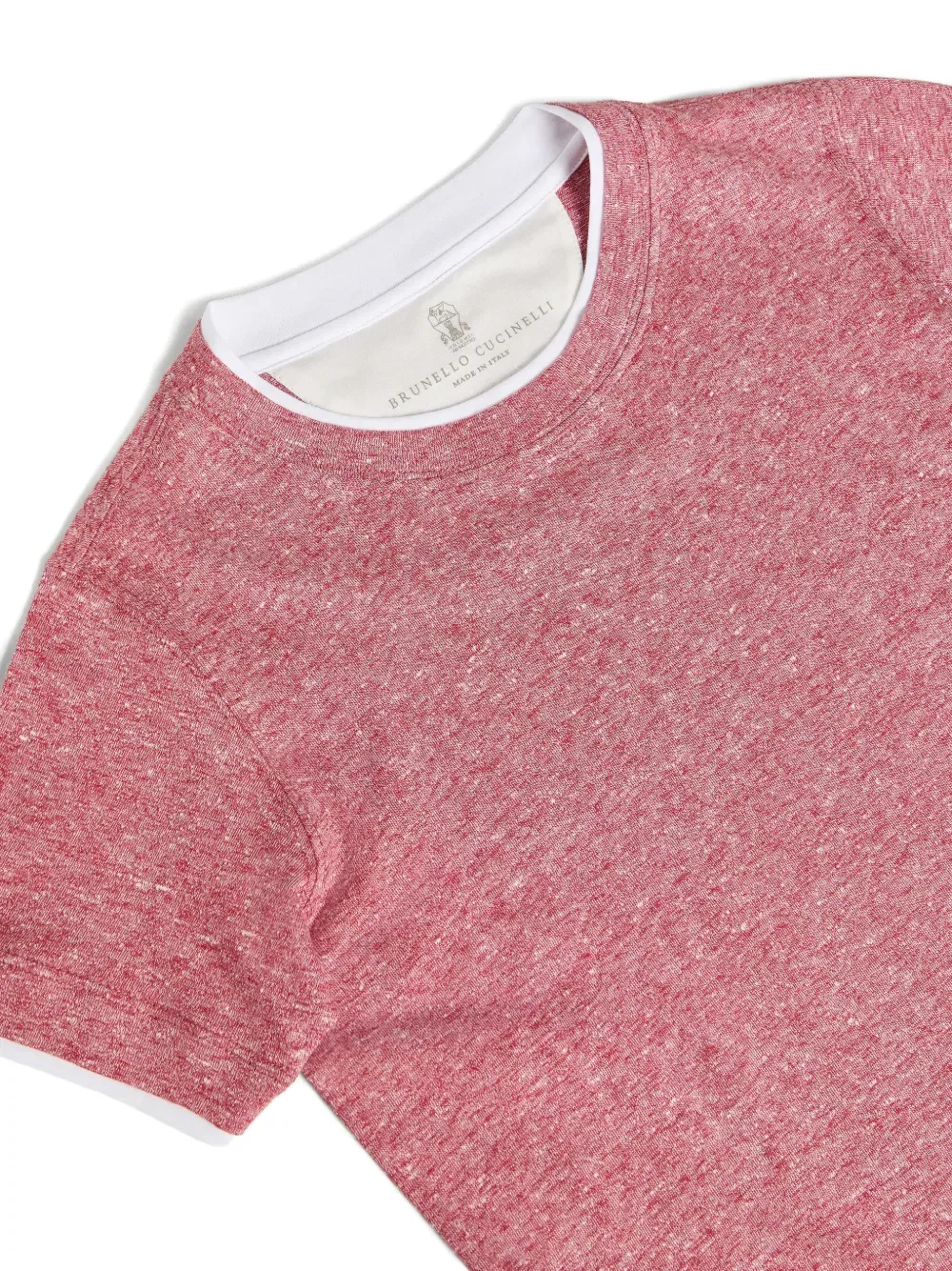 Футболка из льняного и хлопкового трикотажа Brunello Cucinelli Kids, красный — фото 3
