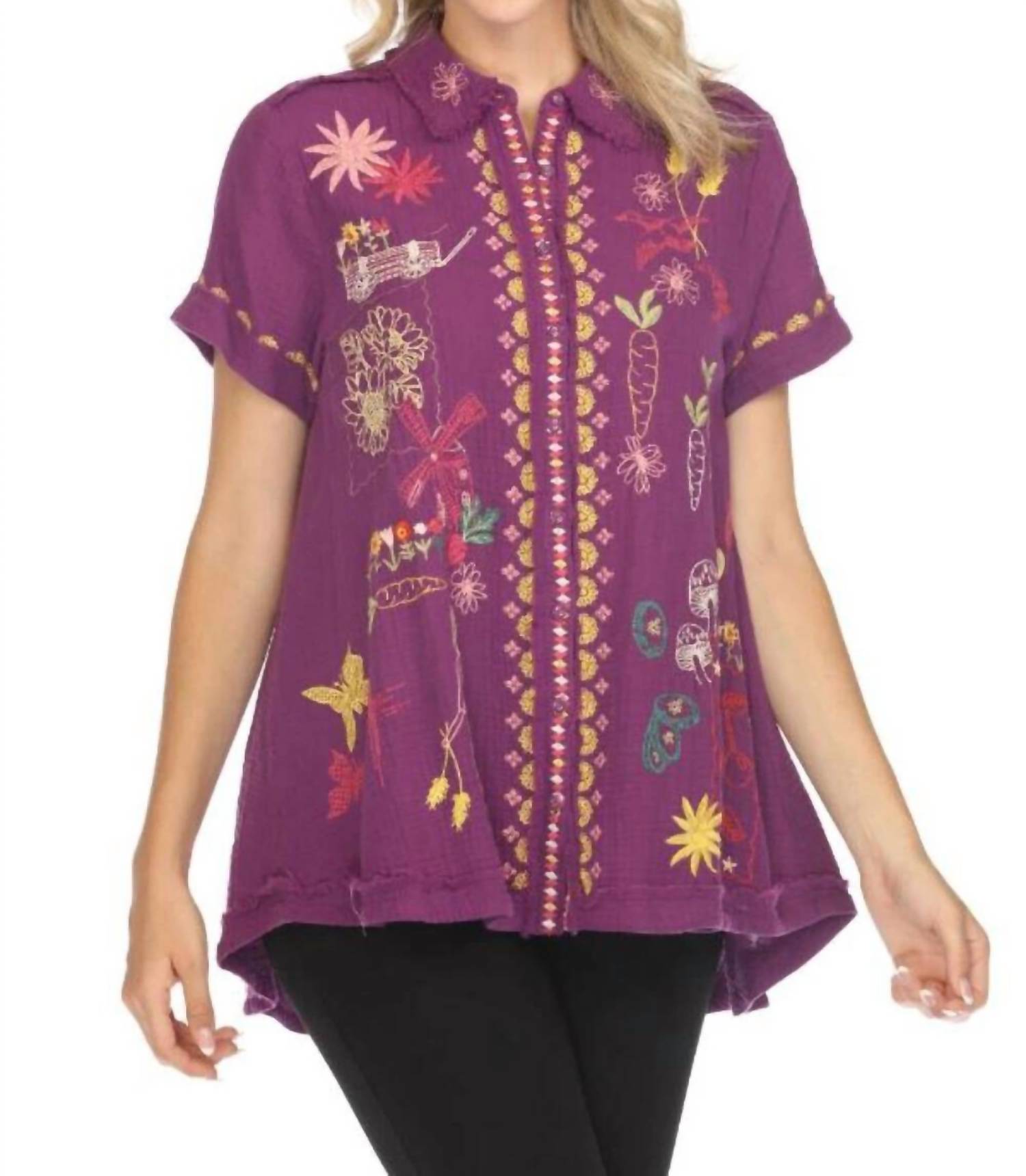 

Фэй Блузка в насыщенном ирисовом цвете Johnny Was, Deep Iris