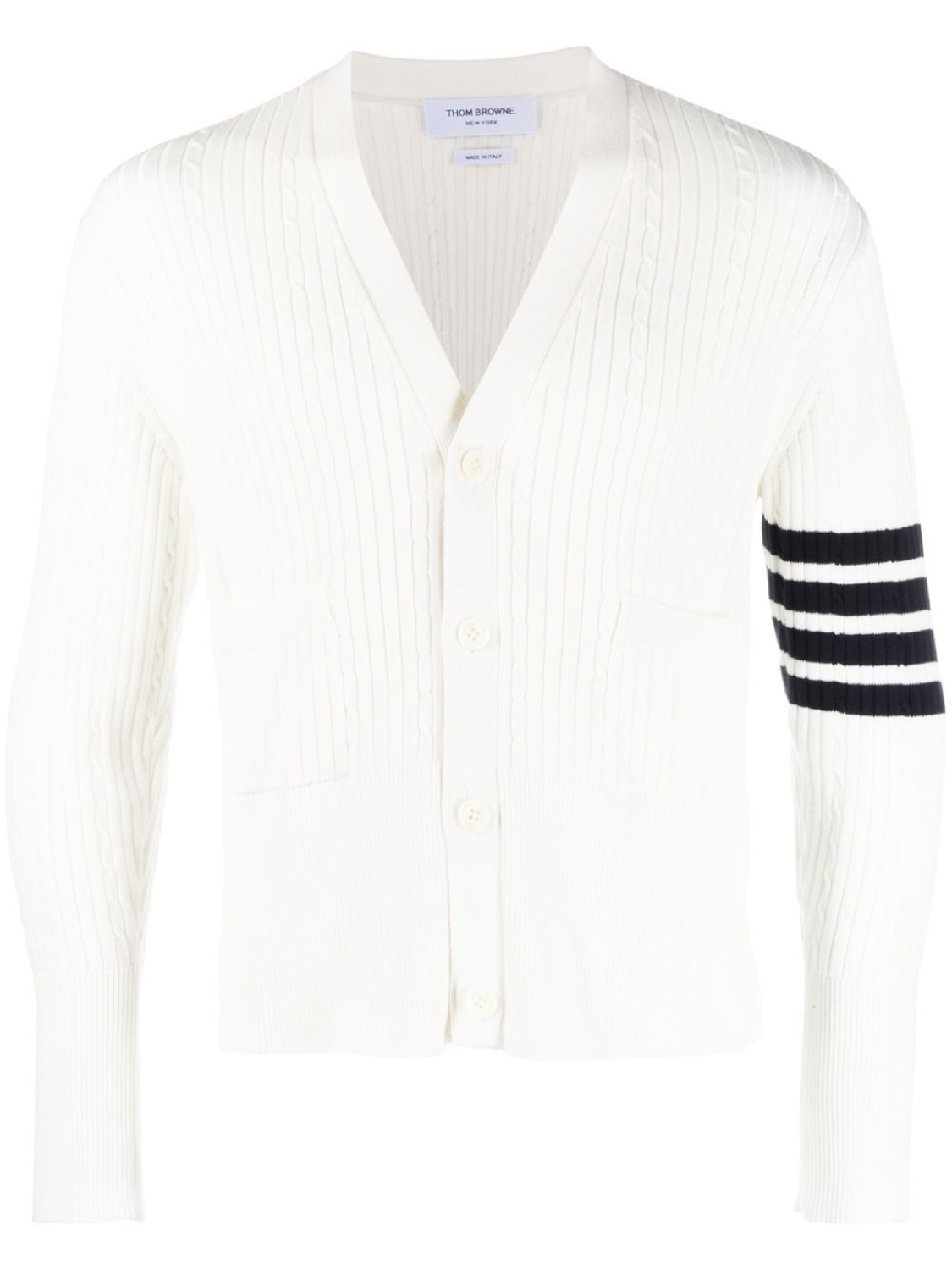 

Thom Browne 4-Bar stripe cable-knit cardigan, белый
