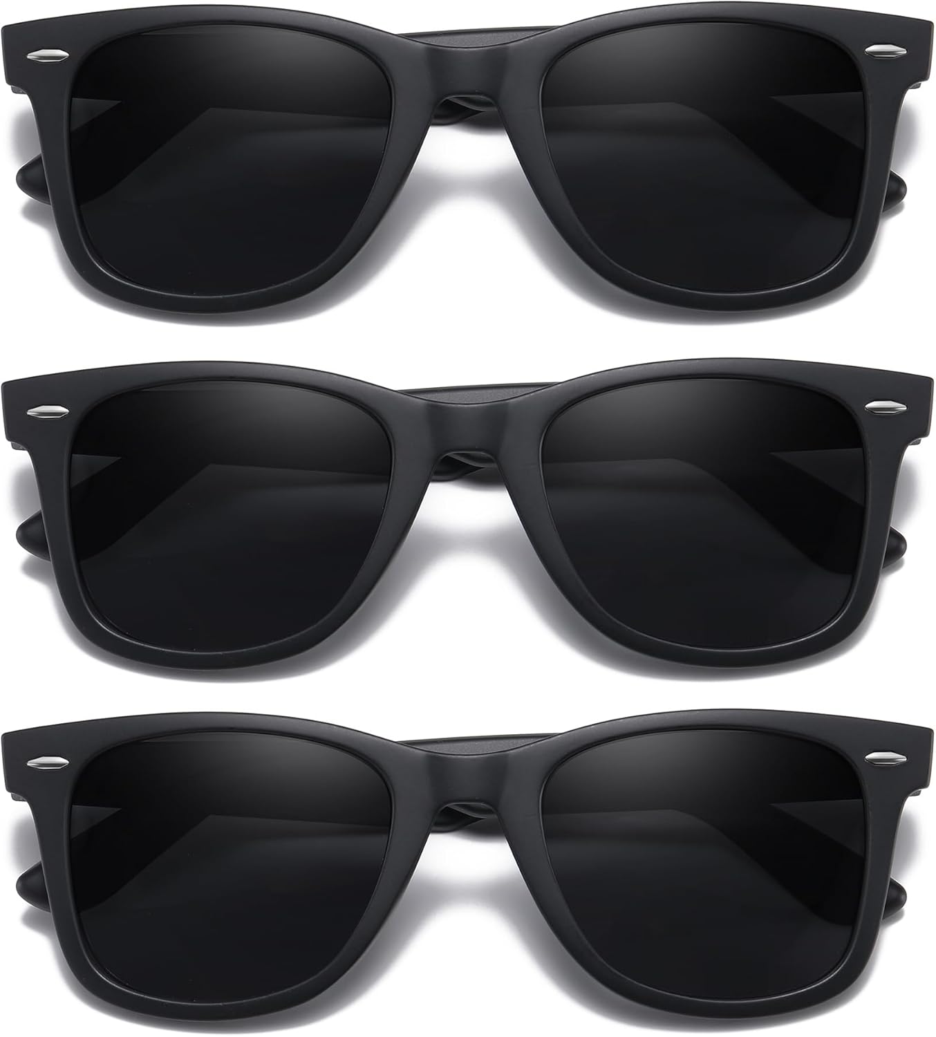 

Солнцезащитные очки MEETSUN Retro с поляризованными линзами для женщин и мужчин, классические зеркальные линзы, стильные очки для вождения, защита от УФ-излучения (3 шт.), 3 Pack Black