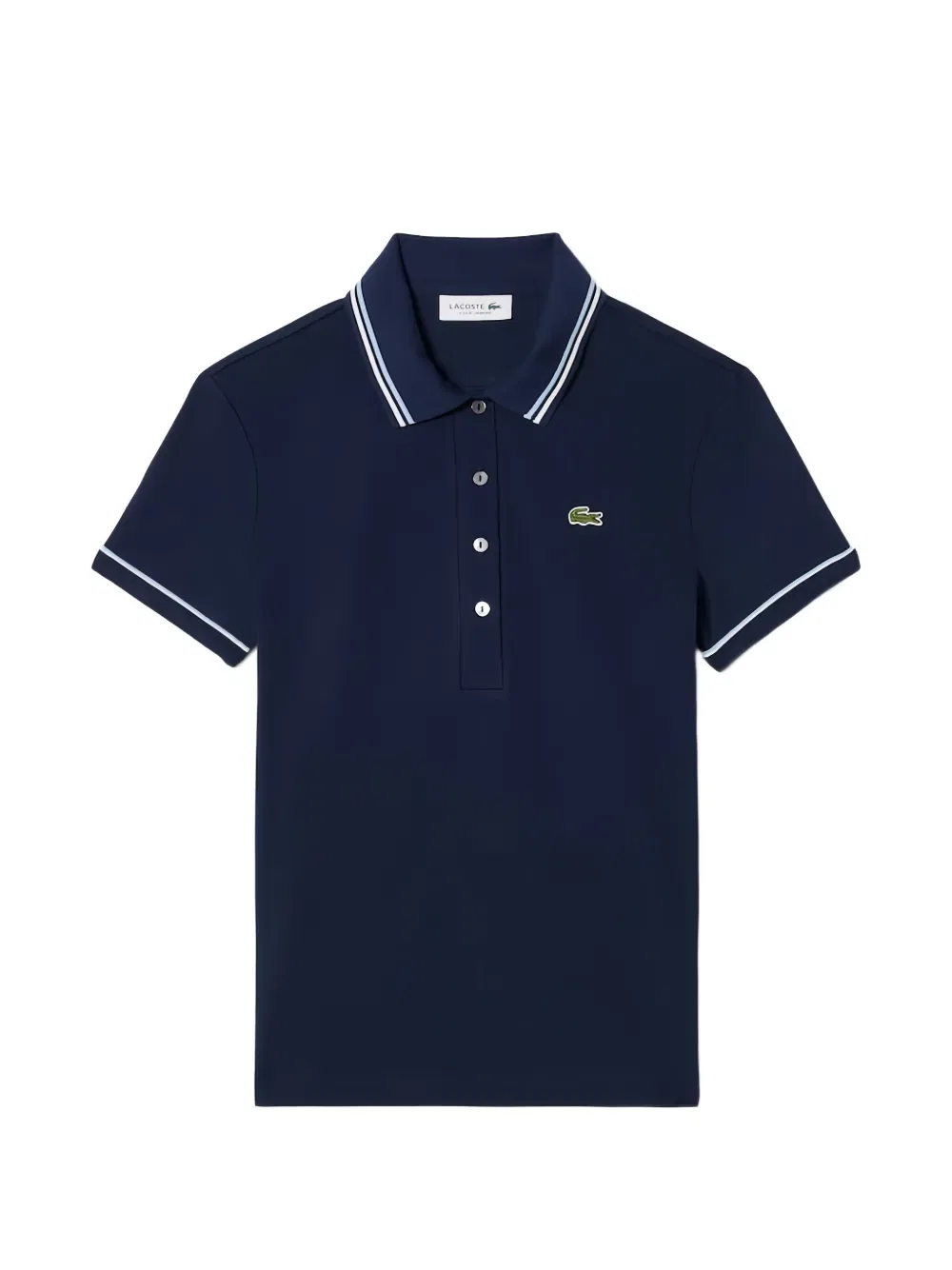 Поло Lacoste с полосатым воротником, синее