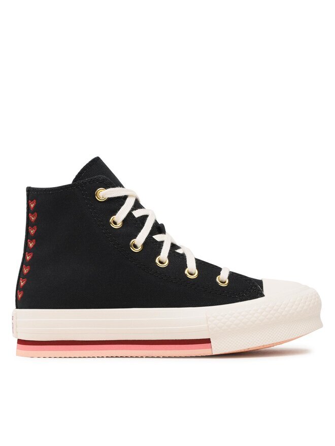 

Кеды детские Converse с вышивкой, черный/розовый