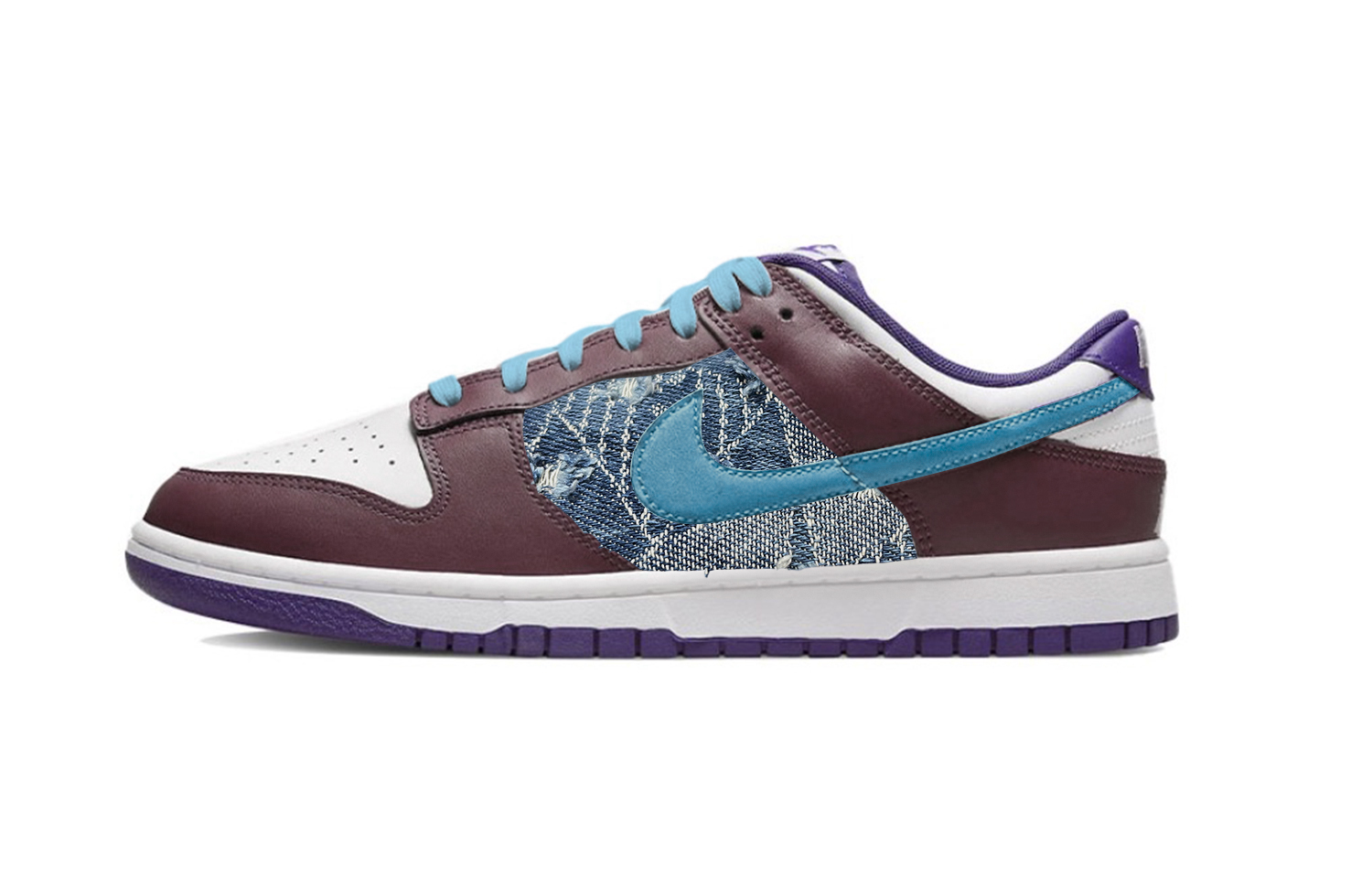 

Кроссовки Nike Dunk Skateboarding Shoes Men Low-top White/Blue/Purple, белый/синий/фиолетовый