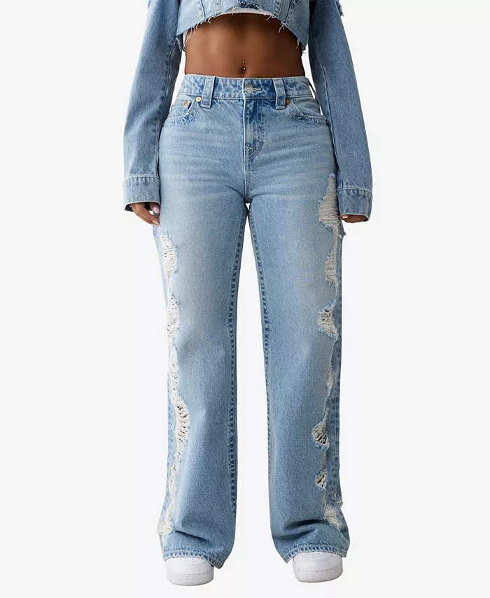 

Женские сильно потертые джинсы Bobbi Baggy True Religion, синий