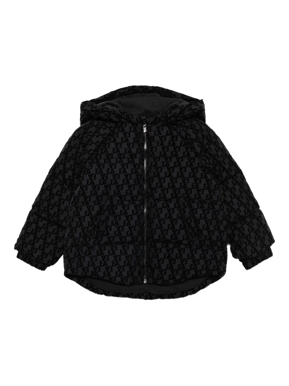 

Пуховик с логотипом Emporio Armani Kids, черный