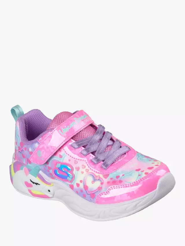 Детские кроссовки S-Lights Unicorn Dreams Heart Sparkles, розовые/разноцветные Skechers — фото 4
