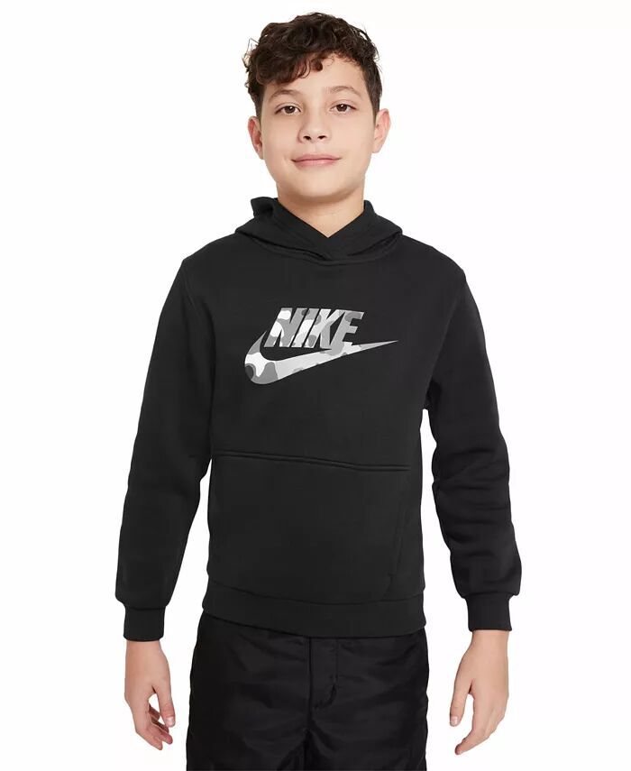 

Флисовая толстовка с логотипом Big Kids Sportswear Club Nike, черный