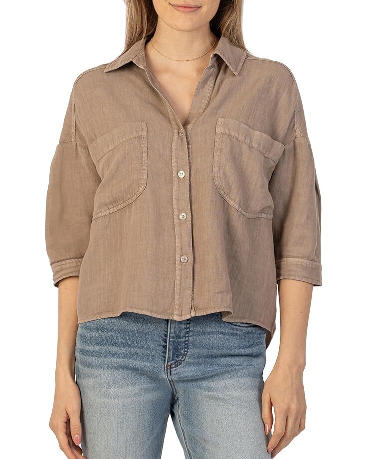 

Рубашка KUT from the Kloth Zuma - Drop Shoulder Crop Button Down, цвет Stone