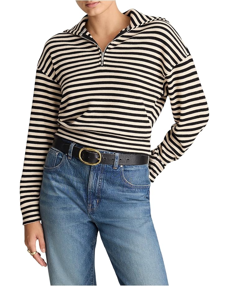 

Женская толстовка Madewell Half Zip Stripe, Jet Black