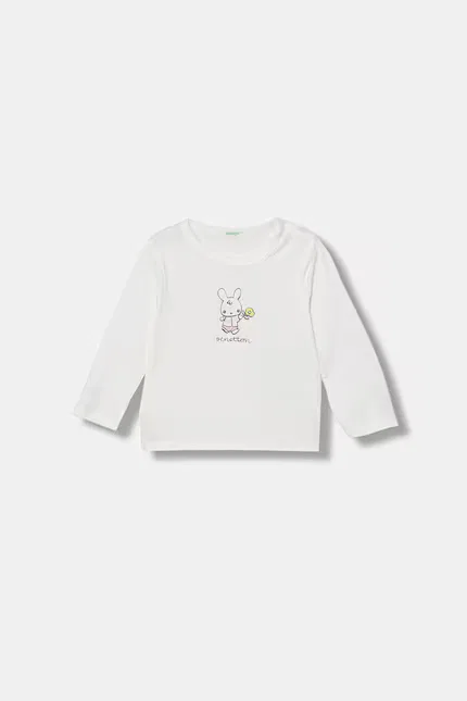 Лонгслив детский хлопковый United Colors of Benetton, белый