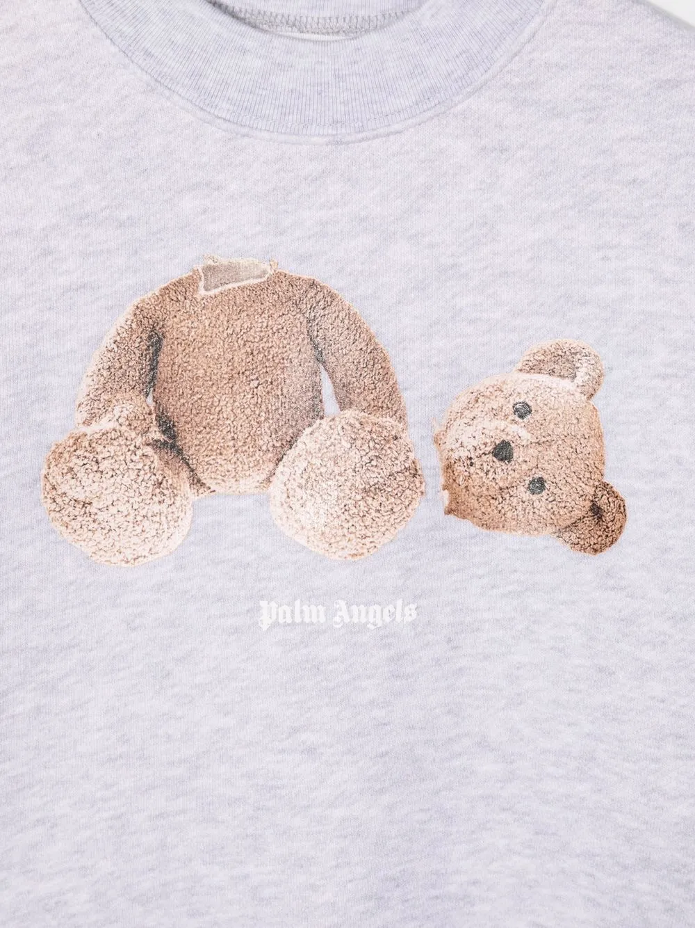 Толстовка с принтом Teddy Bear Palm Angels Kids, серый — фото 3