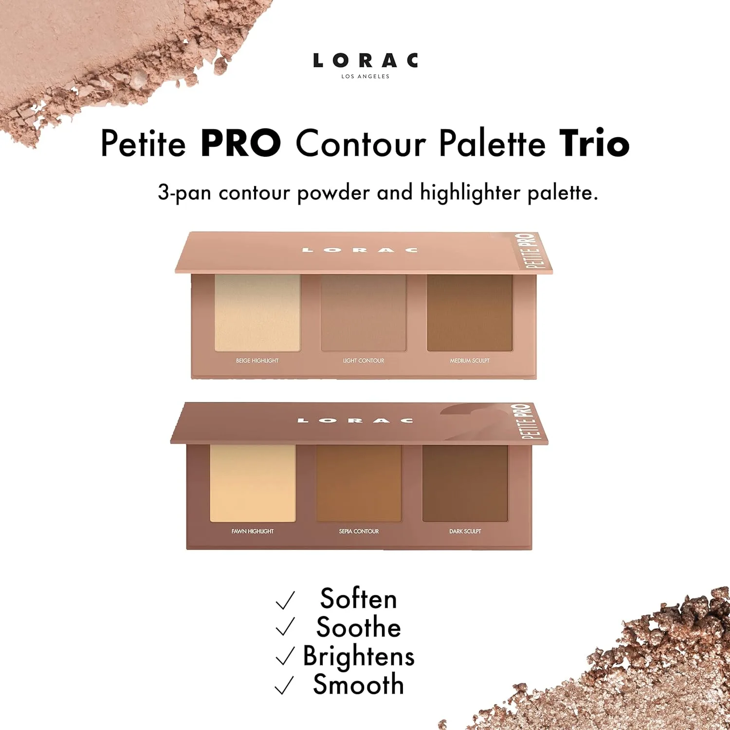 Палитра контурных пудр и хайлайтеров LORAC Petite PRO, Trio2 — фото 2