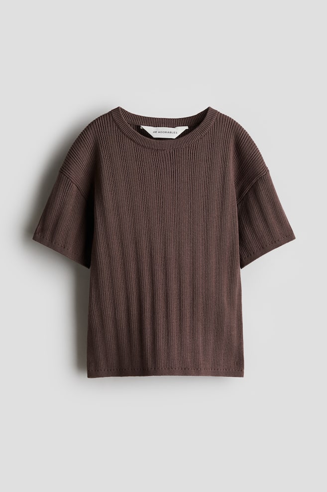 

Футболка из хлопка в рубчик H&M, коричневый