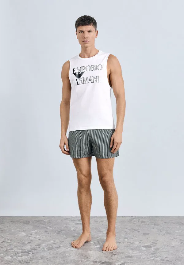 Пижамная блузка без рукавов с ярким логотипом Emporio Armani, White — фото 2