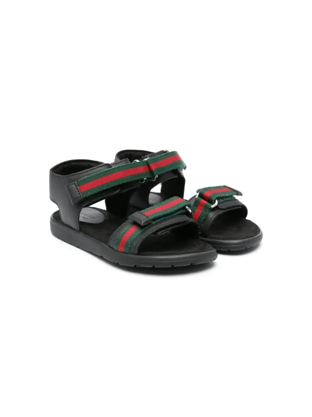 Кожаные сандалии с отделкой Web-Trim Gucci Kids, черный